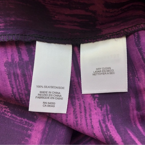 ANNE KLEIN 100% Silk Purple & Black Paint Brush Pattern Blouse – Women's Large - Picture 9 of 10